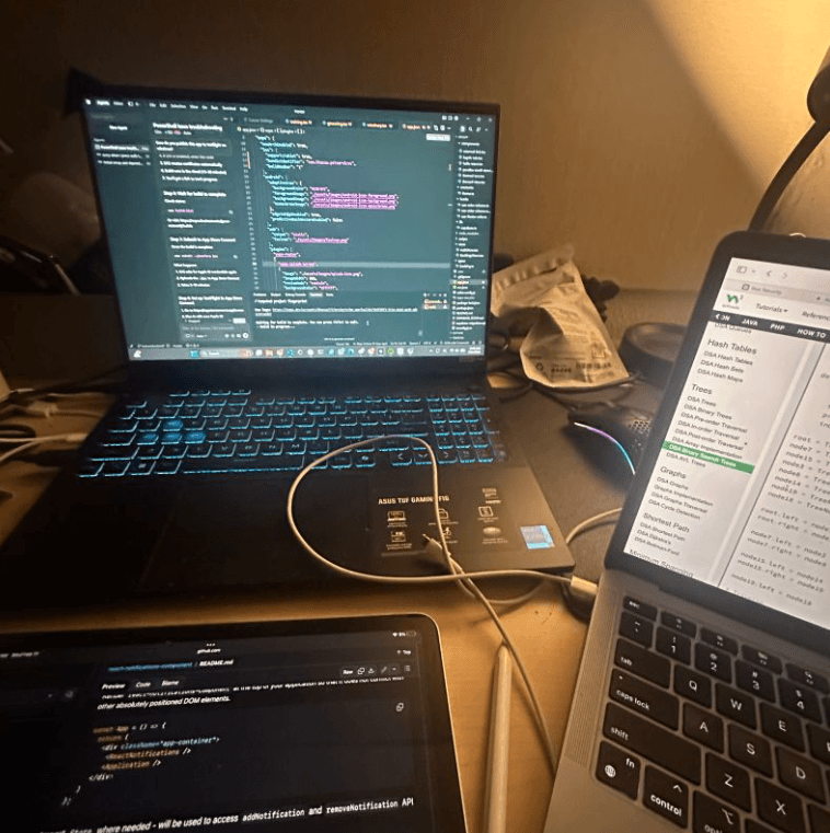 Workstation with code and development setup