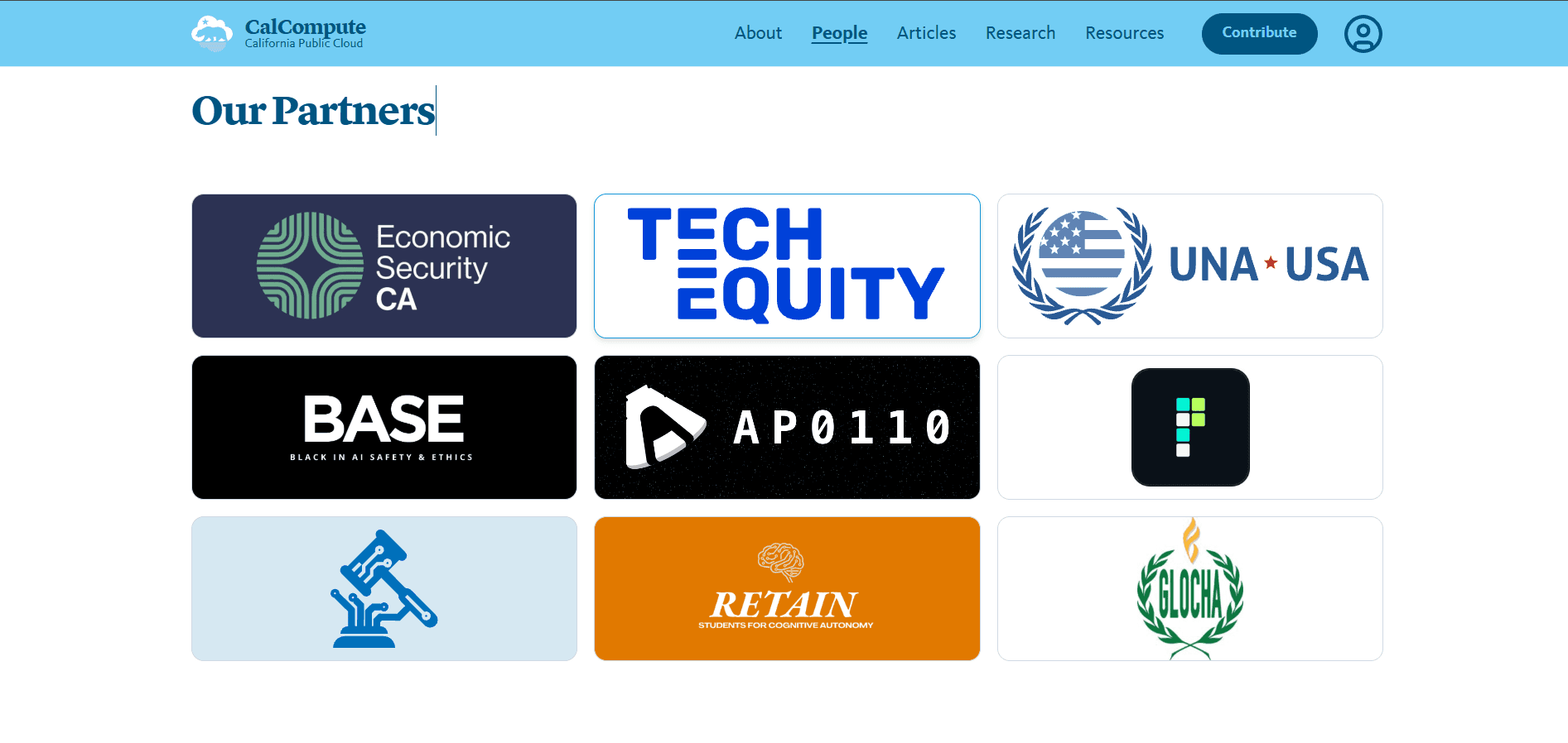 PrimitiveBench visible in the CalCompute partners grid