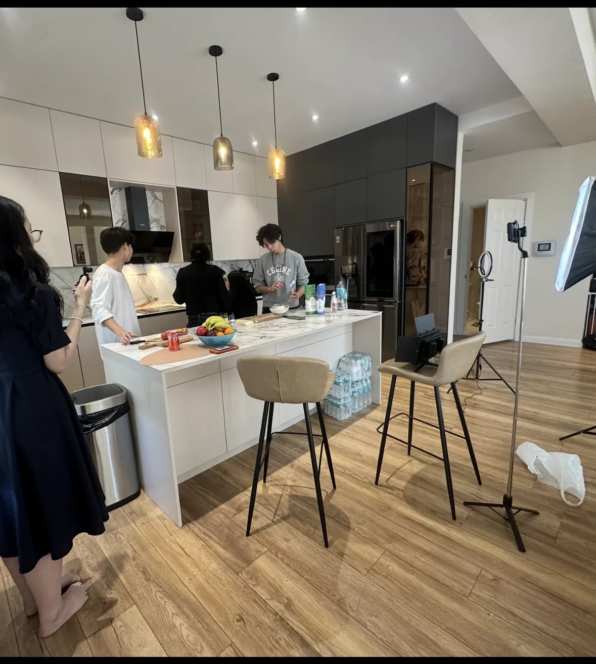NutrioMN production filming in a residential kitchen
